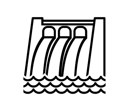 Vector illustration of dam icon on white background.