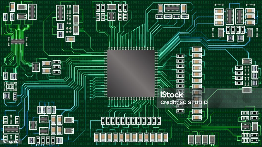 Microchip Code Microchip Processor With Bright Light Stock Illustration - Download ...