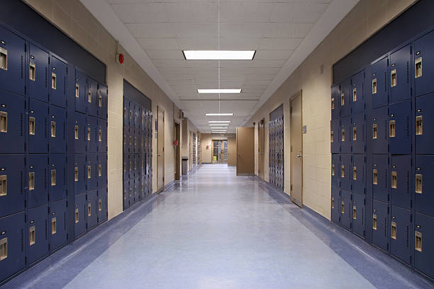 istock School Hallway with Blue Lockers 174627602