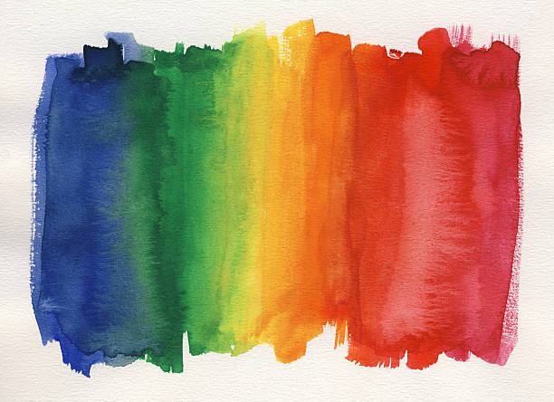 Watercolor rainbow painting stock photo