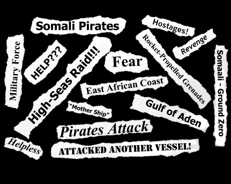 Headlines from newspapers about the Somali Pirates.