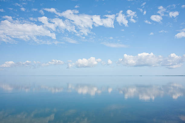 istock Image of clear blue sky reflecting above the water 174629423