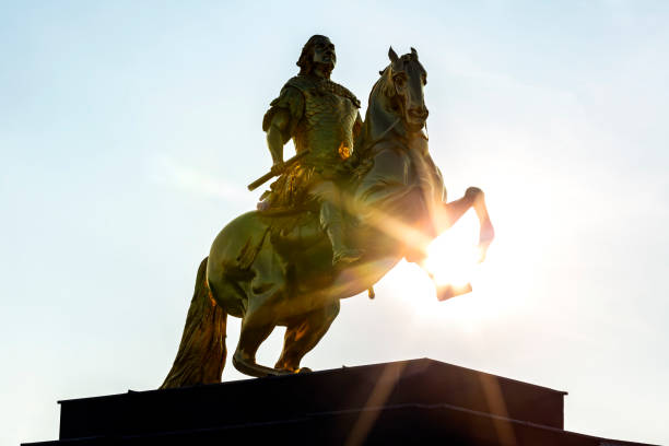 Gold statue of St. George in the center of Tbilisi, Georgia