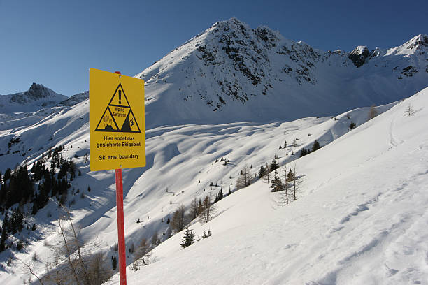 Avalanche warning stock photo