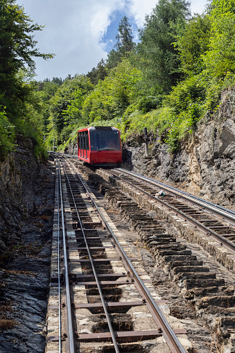 funicular cable railway car at harder kulm interlaken switzerland