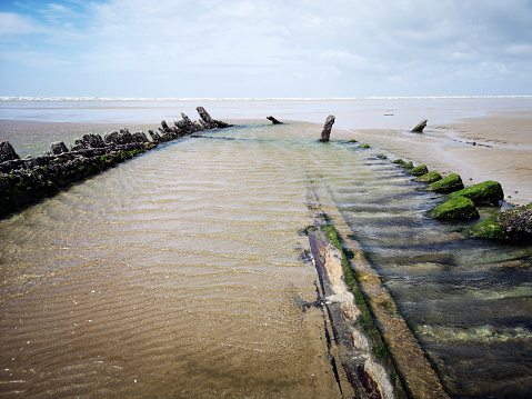 The Paul is the largest remaining timber wreck to be seen on the Cefn Sidan sands of the 182 vessels are recorded as being wrecked here.