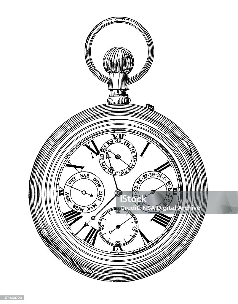 Старые Часы (изолированные на белом - Стоковые иллюстрации Антиквариат роялти-фри