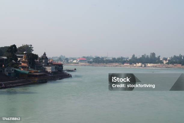 Ganga River View From Ram Jhula Bridge Stock Photo - Download Image Now - Beauty In Nature, Color Image, Day