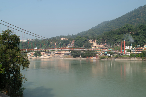 Ram jhula bridge view at rishikesh uttarakhand