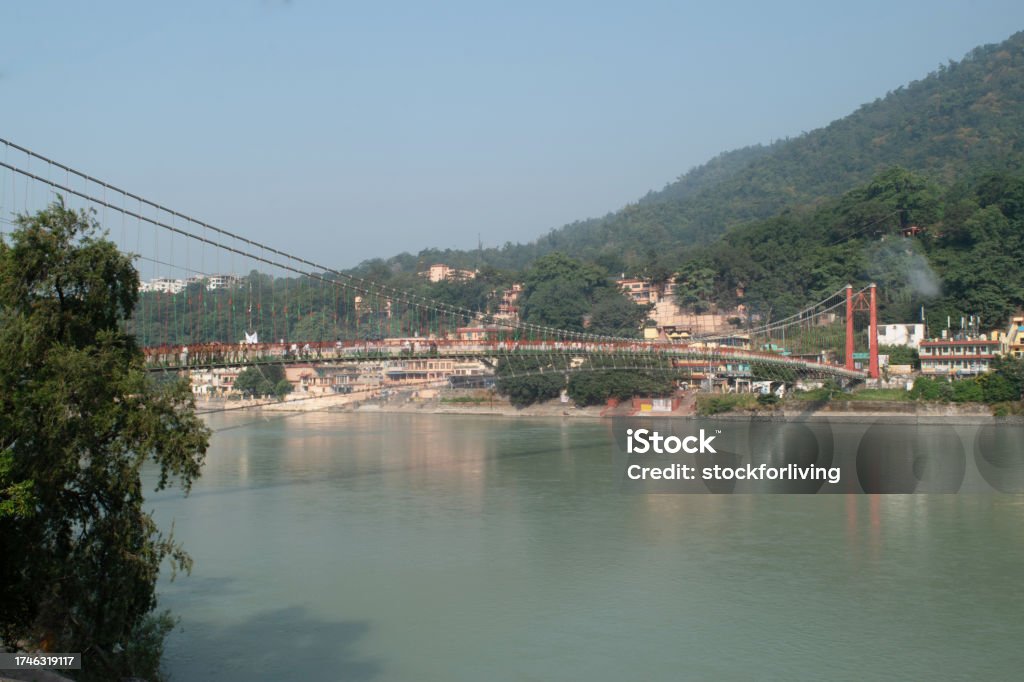 Ram jhula bridge view at rishikesh uttarakhand Color Image Stock Photo