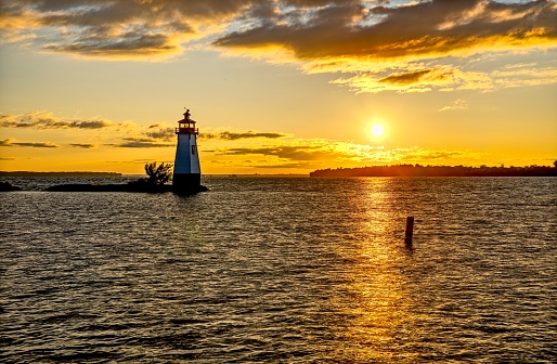Sunrise at Jackson's Point Lighthouse, Harbour and Marina