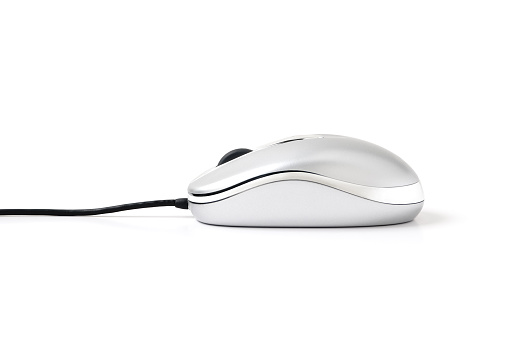 wireless mouse of computer isolated on a blue background.