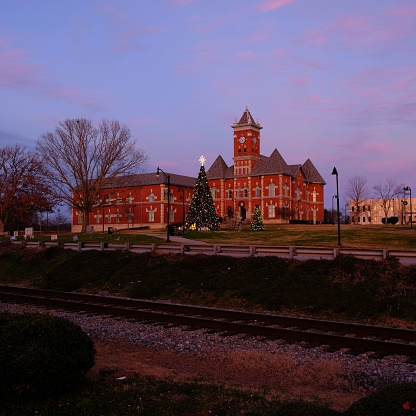 Jonesboro, United States – October 12, 2023: An exterior view of the Historic Clayton County Courthouse in Jonesboro, Georgia