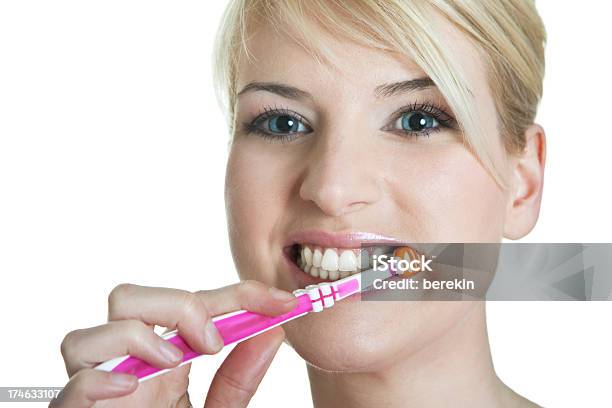 Happy Blond With Toothbrush Stock Photo - Download Image Now - Adult, Backgrounds, Beautiful People