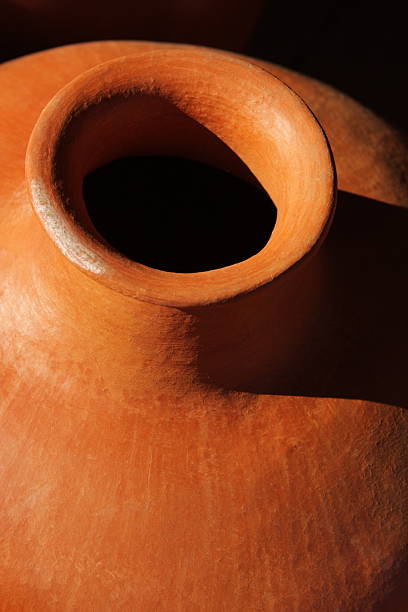 Vase terracotta clay pottery homemade jug in Native American style and tradition.  Village of Oak Creek, Arizona, 2010.