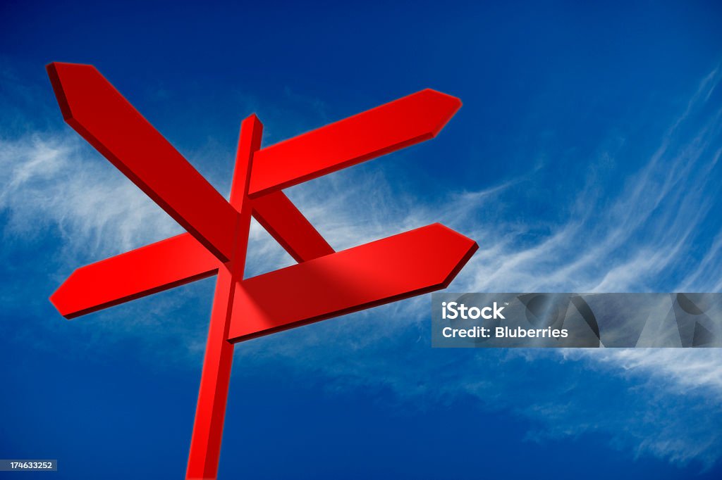 Directional with clipping (PATH) Cirrus clouds and a blank directional sign. with Clipping PATH Sign Stock Photo