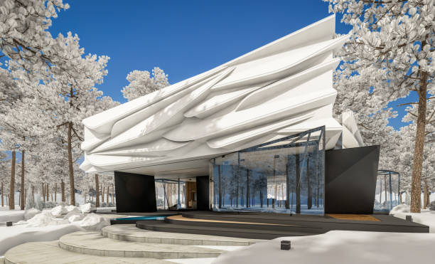 Toned image of exterior of pyramidal office building