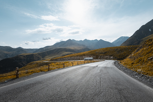 mountain road landscape. freight trucks.