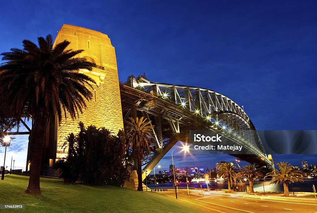 Il Sydney Harbour Bridge crepuscolo Panorama - Foto stock royalty-free di Acqua