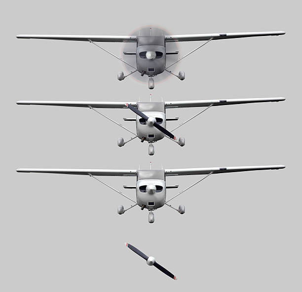 Cessna Airplane Set Cutouts with Single Propeller stock photo