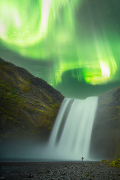 istock Skogafoss waterfall and Northern Lights 1746351819
