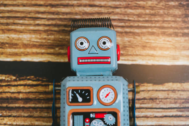 Antique vintage robot tin toy. Retro robot.