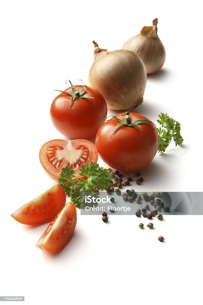 Flavouring: Pomodoro, cipolla e prezzemolo e pepe - Foto stock royalty-free di Assaggiare