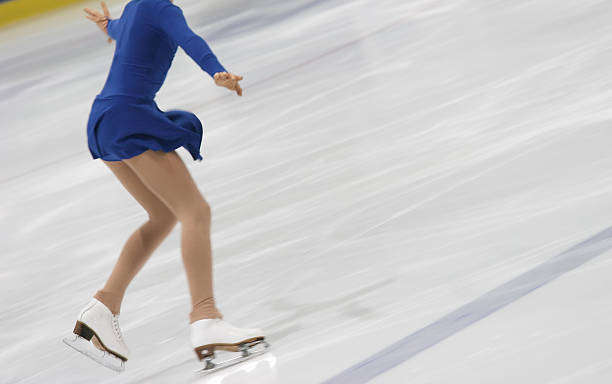 ice skating focous on the left skate single skating stock pictures, royalty-free photos & images