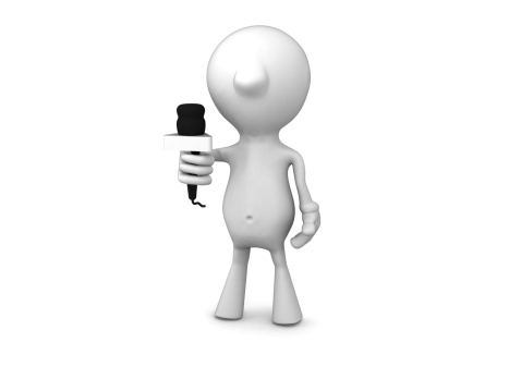 3d character speaks by a mobile phone on a white background. 3d render illustration.