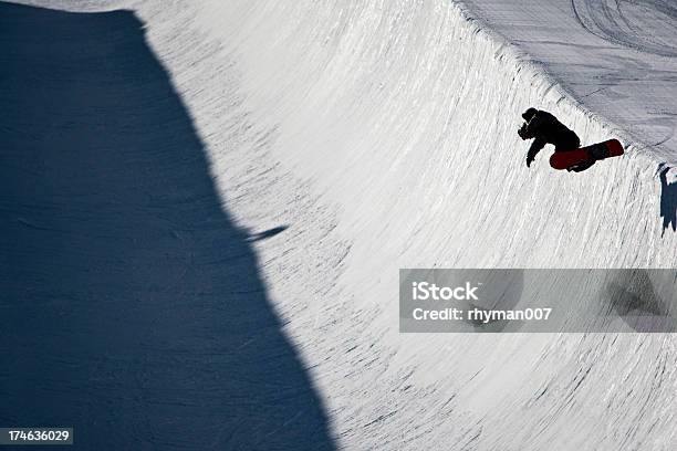 Boarder On A Half Pipe Stock Photo - Download Image Now - Half Pipe, Snowboard, Big Air