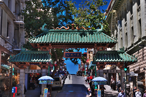 San Francisco, United States - 13 Jul 2017: Chinatown in San Francisco, West coast, United States