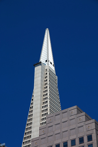 San Francisco, United States - 13 Jul 2017: Transamerica Pyramid in San Francisco city, West coast, United States