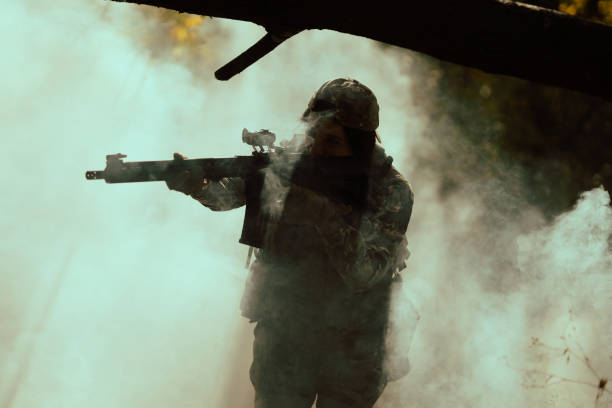 istock Woman in army. Tactical exercise. 1746361672