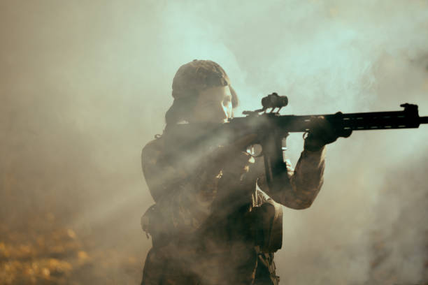 istock Woman in army. Tactical exercise. 1746361700