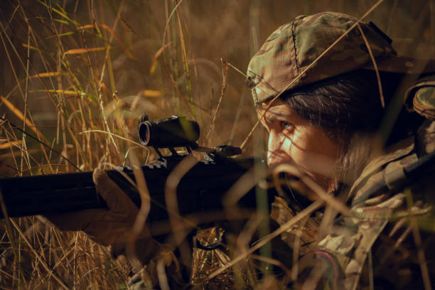 istock Woman in army. Tactical exercise. 1746362243