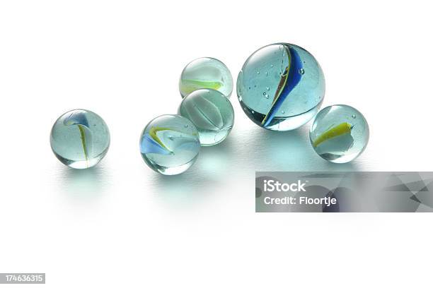 Toys Marbles Isolated On White Background Stock Photo - Download Image Now - Marbles, White Background, Glass - Material