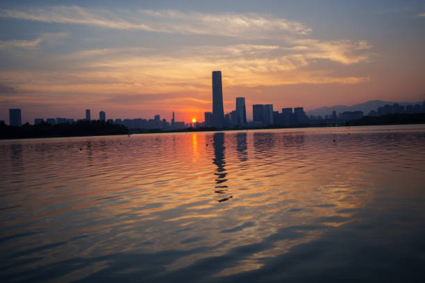 istock Xiamen city reflection at dusk 1746365164