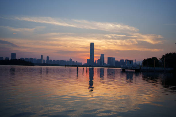 istock Xiamen city reflection at dusk 1746365171
