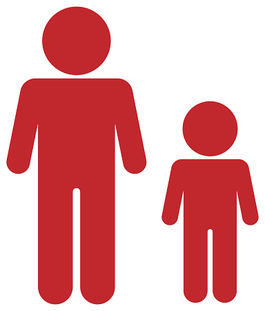 Red pictogram of parent-child