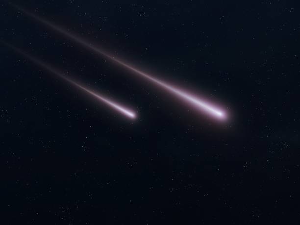 istock Glowing shooting stars. Burning meteorite in the night sky. 1746369959