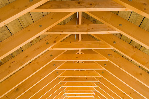 istock Roof beams in attic space 174637117