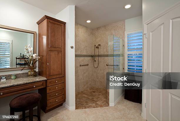 Senior Friendly Bathroom Fresh Remodel Stock Photo - Download Image Now - Accessibility, Bathroom, Shower