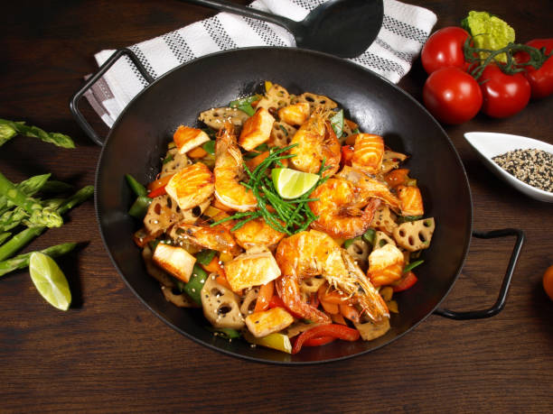 istock Wok with Shrimp, Salmon and Noodles 1746377575