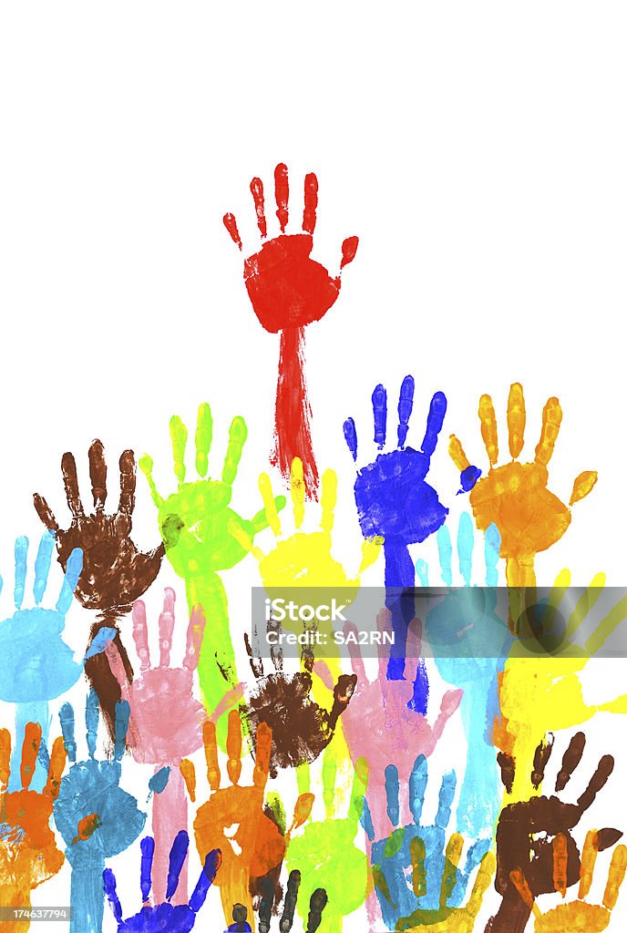 handprints multicolore - Photo de Art pictural libre de droits