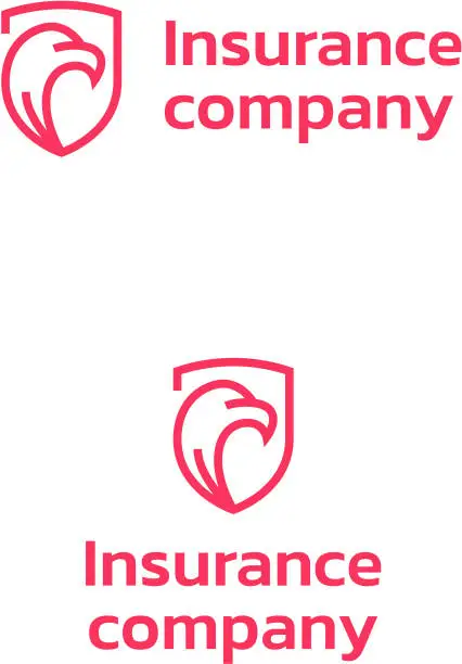 Vector illustration of Insurance company text with eagle and shield logo