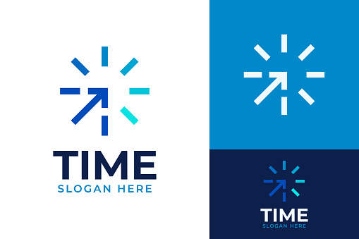 Time Clock Watch Management Growth Success Development Arrow Target Improve Logo Design Branding Template