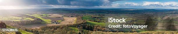 Sunlight On Landscape Farms Villages Stock Photo - Download Image Now - Agricultural Field, Agriculture, Autumn