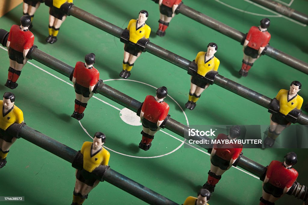 Faceoff Antique foosball table. Agricultural Field Stock Photo