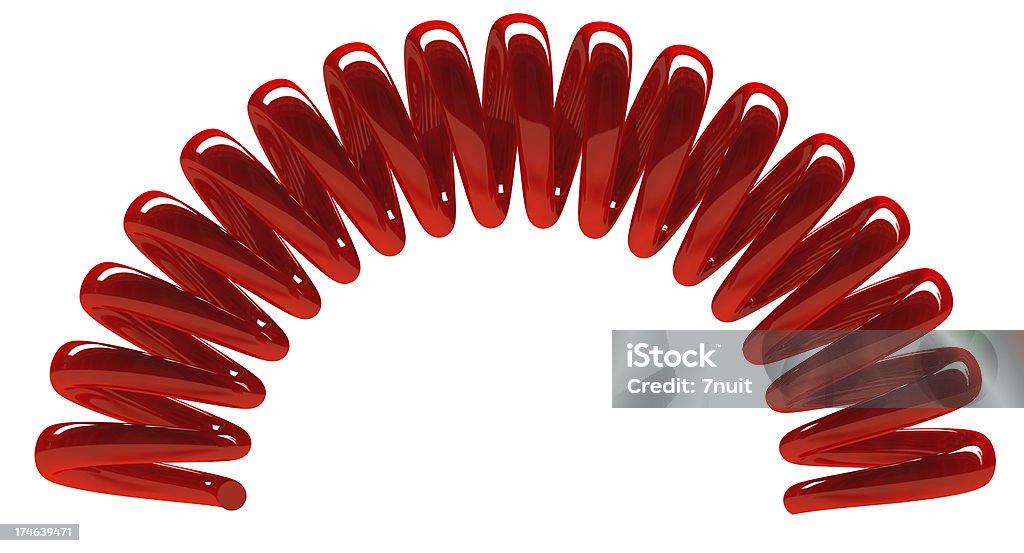 3D Curve Red Spring Full 3D render of Red Spring on white background Coiled Spring Stock Photo