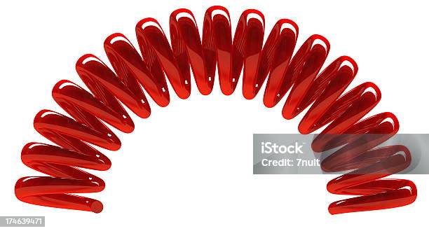 3d Curve Red Spring Stock Photo - Download Image Now - Coiled Spring, Cable, Spiral